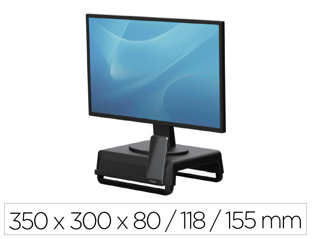 SUPORTE FELLOWES PARA MONITOR BREYTA 3 AJUSTES DE ALTURA ATE 30 KG 100% RECICLAVEL 235X268X1,4 MM COR PRETO