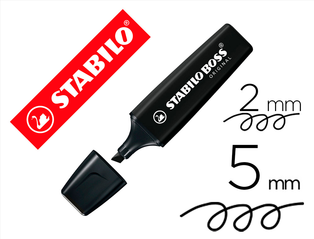 MARCADOR FLUORESCENTE STABILO BOSS PASTEL 70 NATURE COLORS PRETO