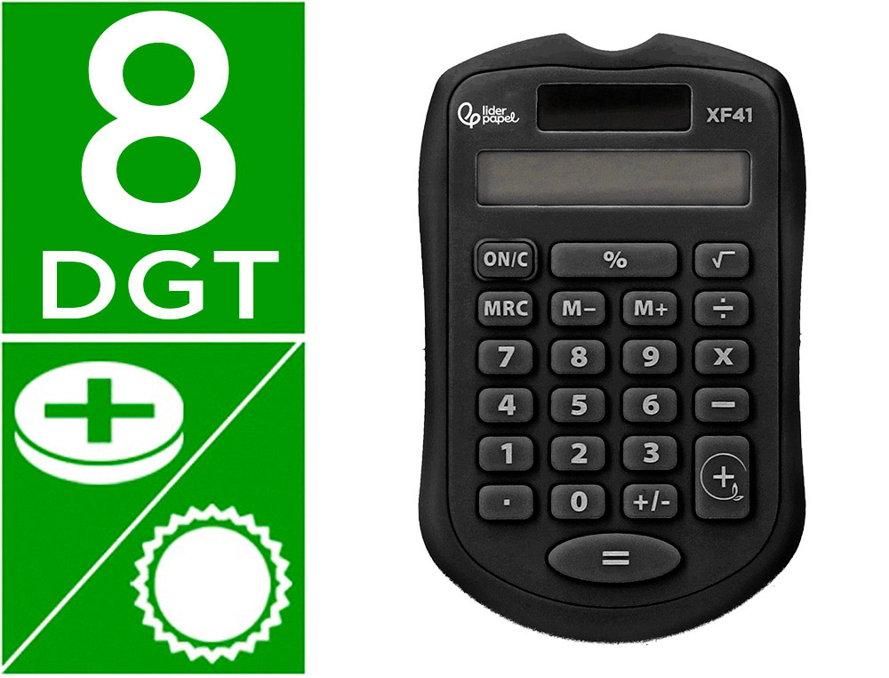 CALCULADORA LIDERPAPEL DE BOLSO XF43 8 DIGITOS SOLAR E PIHAS COR PRETO 94X59,5X10,5MM