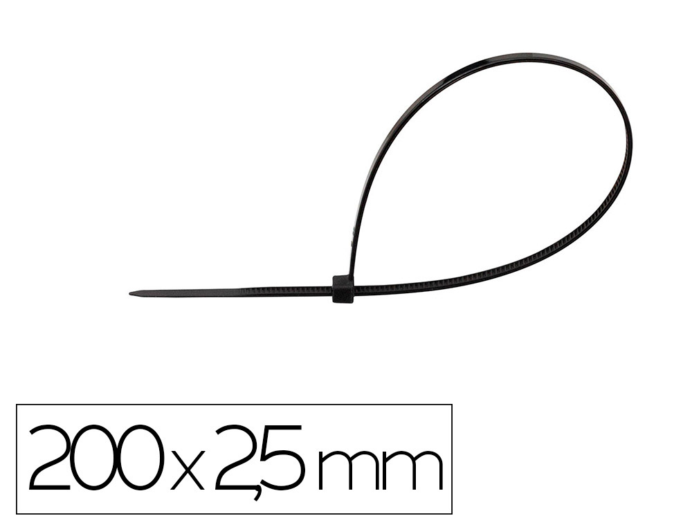 ABRACADEIRA Q-CONNECT COR PRETO 200X2,5 MM BOLSA DE 100 UNIDADES