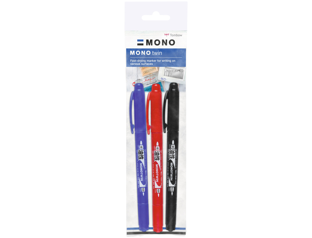 MARCADOR TOMBOW MONO TWIN PERMANENTE DUPLA PONTA FINA E GROSSA COR PRETO