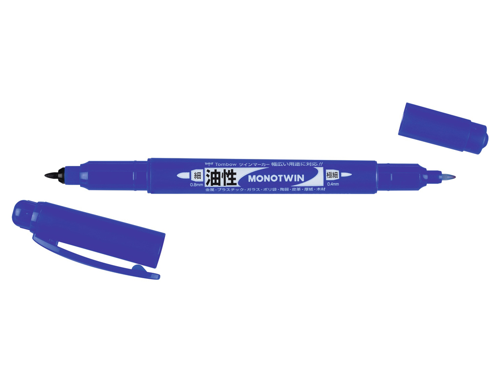 MARCADOR TOMBOW MONO TWIN PERMANENTE DUPLA PONTA FINA E GROSSA COR AZUL
