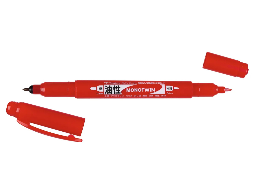 MARCADOR TOMBOW MONO TWIN PERMANENTE DUPLA PONTA FINA E GROSSA COR VERMELHO