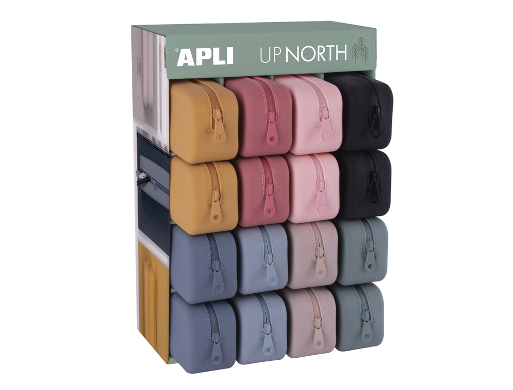 ESTOJO ESCOLAR APLI UP NORTH SILICONE CORES SORTIDAS 75X185X55 MM