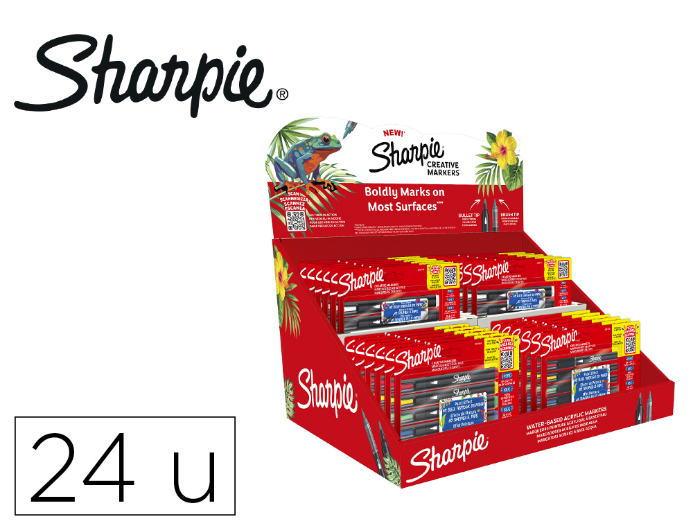 MARCADOR SHARPIE ACRYLIC PONTA REDONDA / PINCEL EXPOSITOR DE 24 UNIDADES CORES SORTIDAS
