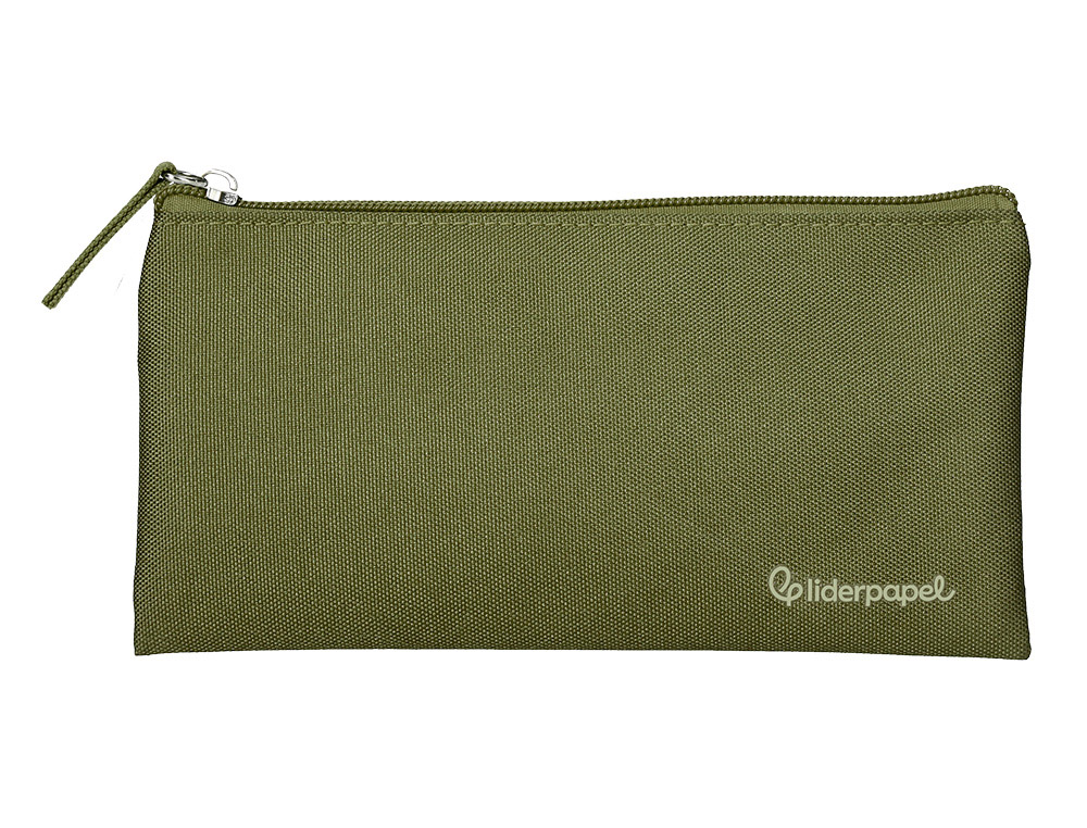 ESTOJO ESCOLAR LIDERPAPEL PLANO LARGO UM FECHO 200X100 MM VERDE MILITAR