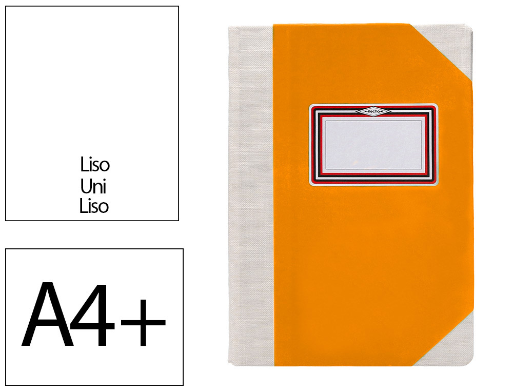 LIVRO DE CARTAO COSIDO FERNANDES FLECHA DIN A4+ LISO 50 FOLHAS 100 GR LARANJA
