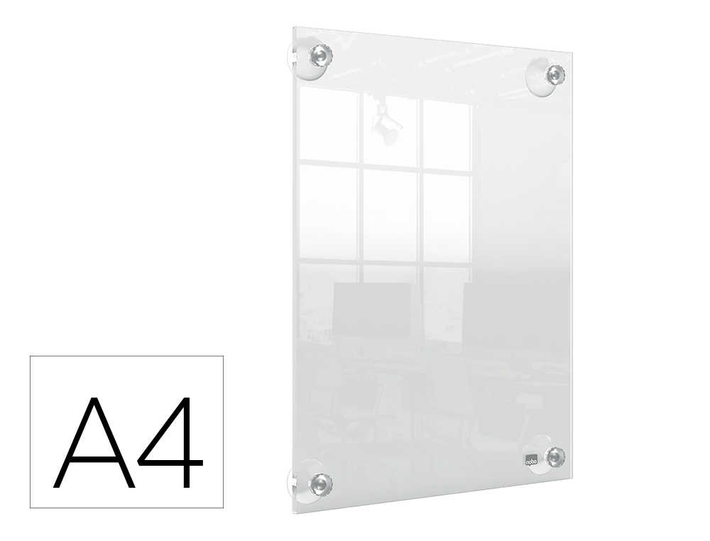 MOLDURA PORTA ANUNCIOS NOBO ACRILICO TRANSPARENTE DE PAREDE AMOVIVEL DIN A4 SEM MOLDURA 261X24X346 MM