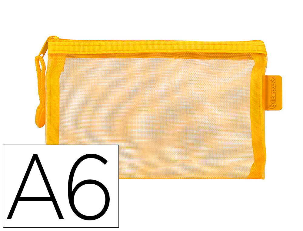 BOLSA COM FECHO DE CORRER LIDERPAPEL POLIESTER TRANSPIRAVEL MULTIUSOS DIN A6 AMARELO