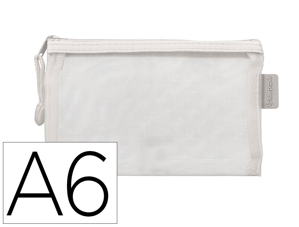 BOLSA COM FECHO DE CORRER LIDERPAPEL POLIESTER TRANSPIRAVEL MULTIUSOS DIN A6 BRANCO