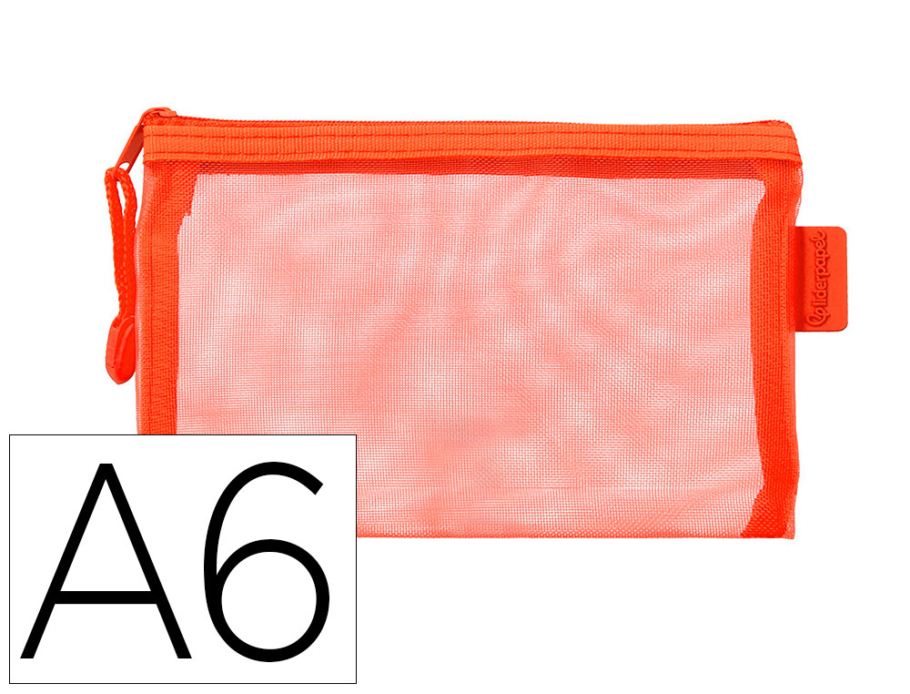 BOLSA COM FECHO DE CORRER LIDERPAPEL POLIESTER TRANSPIRAVEL MULTIUSOS DIN A6 LARANJA