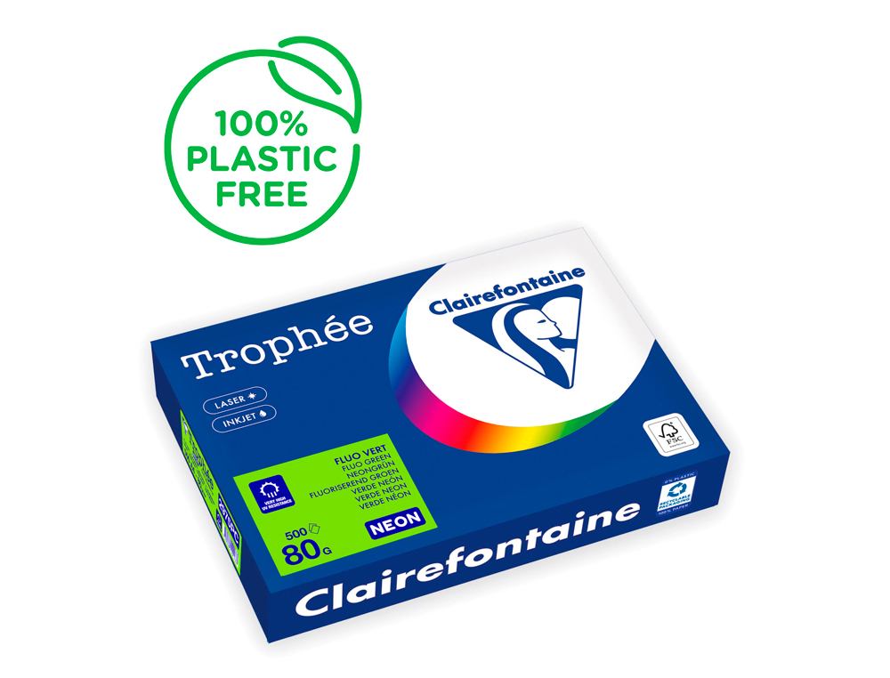 PAPEL COR TROPHEE A4 80 GR VERDE NEON EMBALAGEM DE 500 FOLHAS