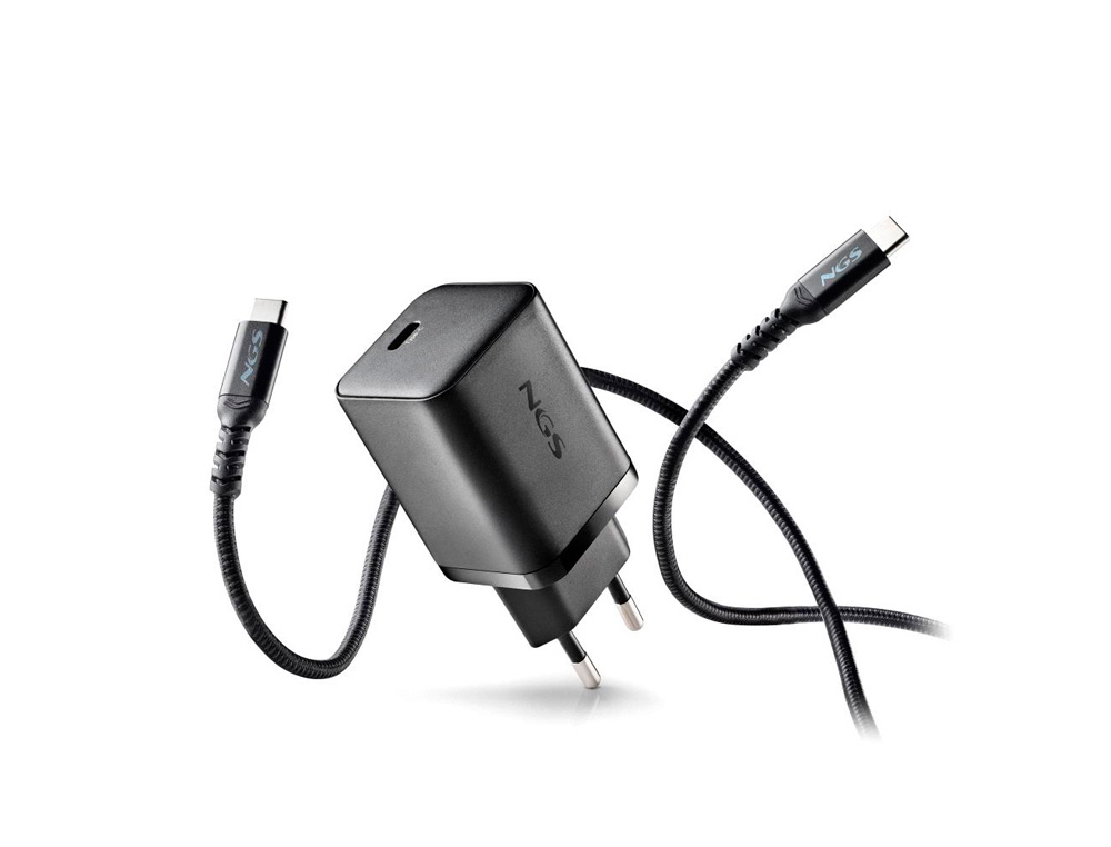 CARREGADOR GAN NGS DE PAREDE ULTRA RAPIDO PARA PORTATIL DE 65W COM SAIDA TIPO USB-C E CABO USB-C A USB-C COMPRIMENTO 1,5