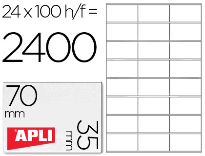 ETIQUETAS ADESIVAS APLI DIN A4 70 X 35 MM