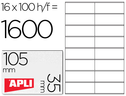 ETIQUETAS ADESIVAS APLI DIN A4 105 X 35 MM
