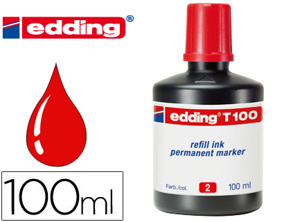 TINTA MARCADOR EDDING T-100 VERMELHO FRASCO DE 100 ML