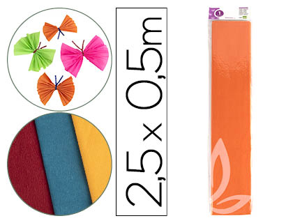 PAPEL CREPE EM CELOFANE LIDERPAPEL 50 CM X 2,5 M LARANJA CLASSICO