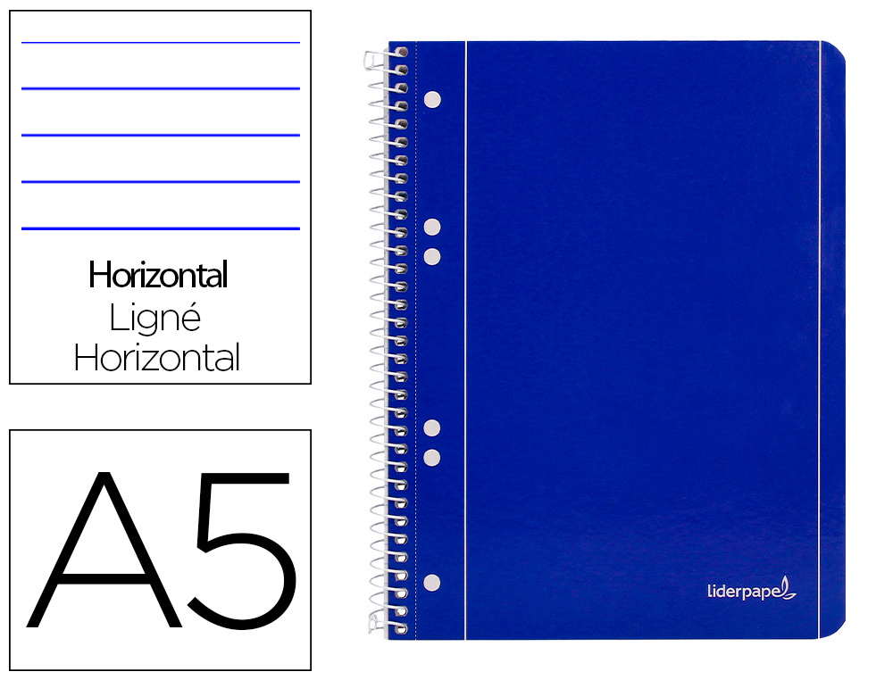 CADERNO ESPIRAL LIDERPAPEL CAPA AZUL MICRO 80 F DIN A5 PAUTADO