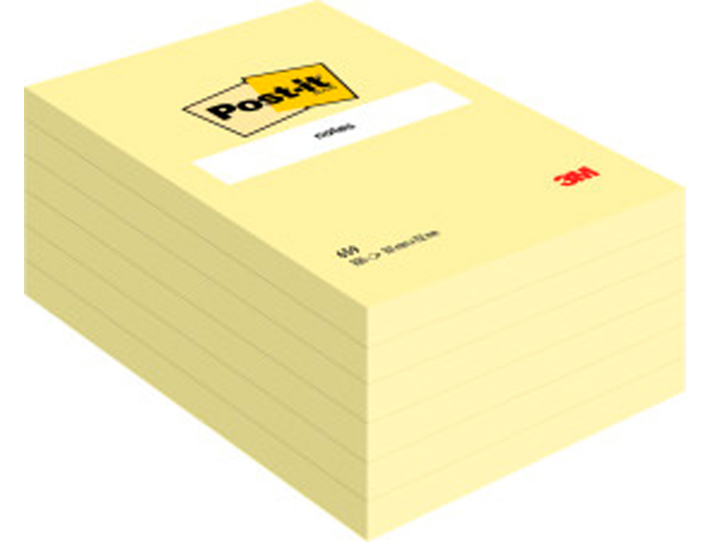 BLOCO NOTAS ADESIVAS POST-IT 102X152 MM LISO COM 100 FLS