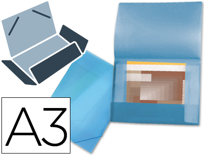 PASTA LIDERPAPEL PORTADOCUMENTOS ABAS POLIPROPILENO DIN A3 AZUL SERIE FROSTY LOMBADA FLEXIVEL
