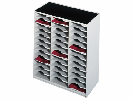 MODULO CLASSIFICADOR PAPERFLOW MONO-BLOCO COM 36 DIVISORIAS NA COR CINZA