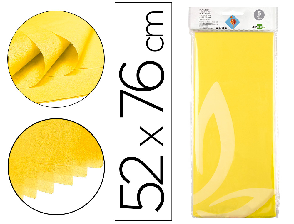PAPEL SEDA LIDERPAPEL 52 X 76 CM 18 GR AMARELO