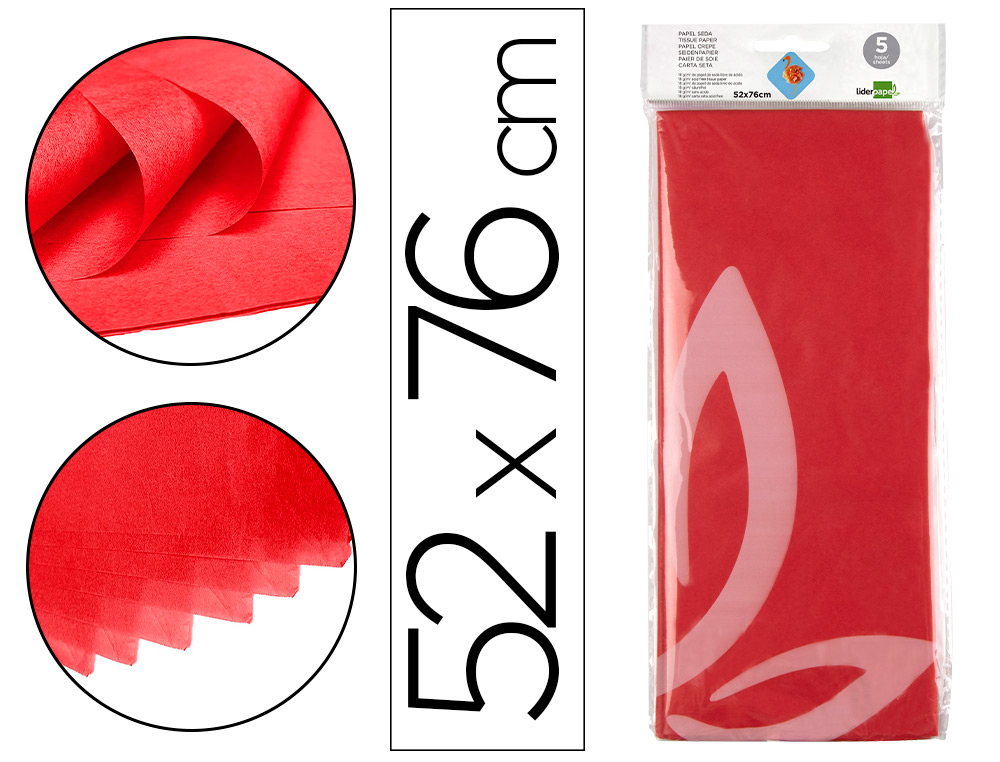 PAPEL SEDA LIDERPAPEL 52 X 76 CM 18 GR VERMELHO