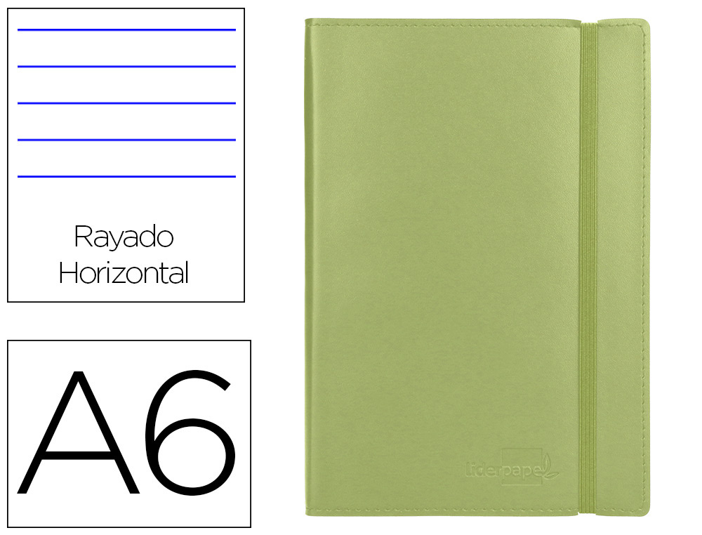 LIVRO APONTAMENTOS LIDERPAPEL PAUTADO DIN A6 VERDE