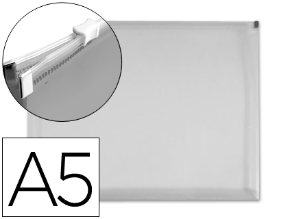 BOLSA PORTA DOCUMENTOS LIDERPAPEL A5 COM FECHO TRANSPARENTE