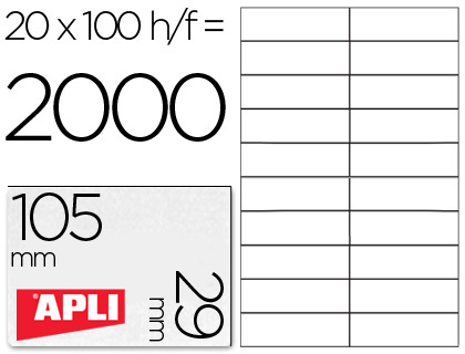 ETIQUETAS ADESIVAS APLI DIN A4 105X29 MM