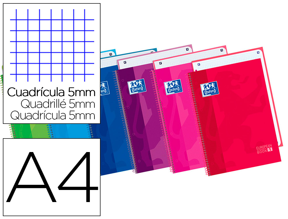 CADERNO ESPIRAL OXFORD CAPA EXTRADURA MICROPERFURADO DIN A4 80 F QUADRICULA 5MM CORES SORTIDAS