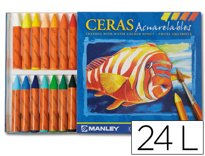 LAPIS DE CERA MANLEY AQUARELVEIS C/24 SORTIDOS
