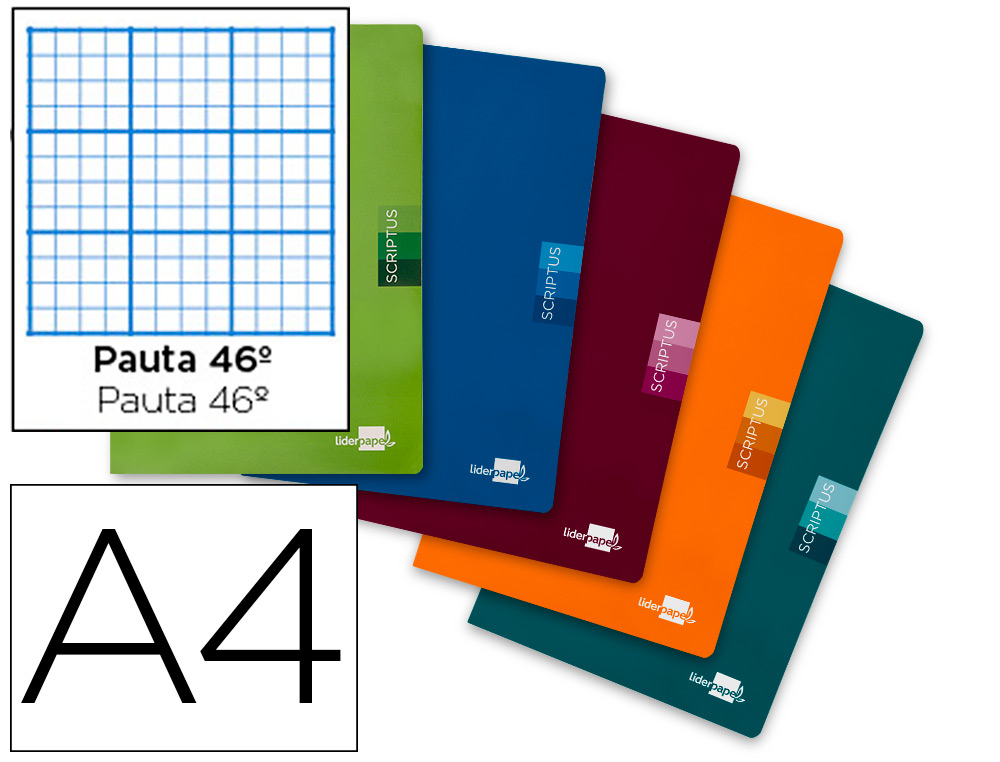 CADERNO ESCOLAR LIDERPAPEL SCRIPTUS 48 FOLHAS DIN A4 PAUTADO PAPEL 90GR