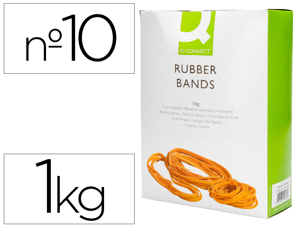 BANDAS ELASTICAS Q-CONNECT 1000 GR 100 X 9 MM NUMERO 10