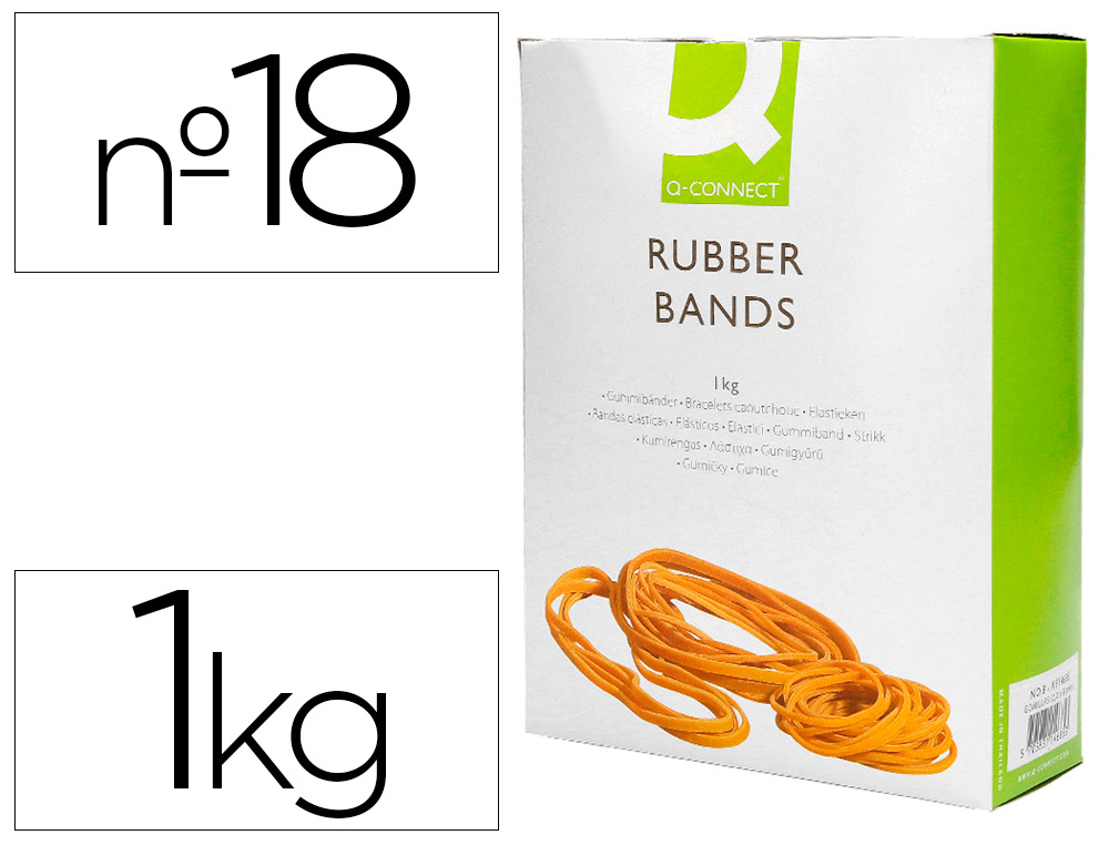 BANDAS ELASTICAS Q-CONNECT 1000 GR 180 X 16 MM NUMERO 18