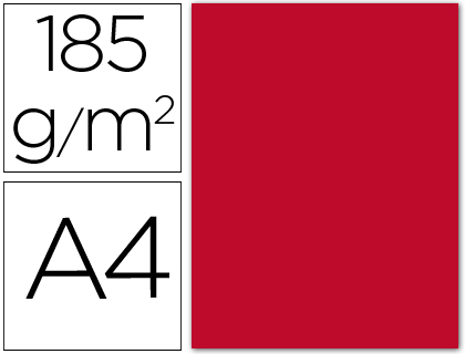 CARTOLINA GUARRO DIN A4 VERMELHO 185 GR PACK DE 50 FOLHAS