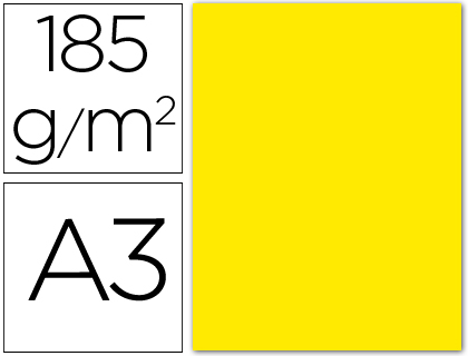CARTOLINA GUARRO DIN A3 AMARELO FLUORESCENTE 250 GR PACK DE 50 FOLHAS