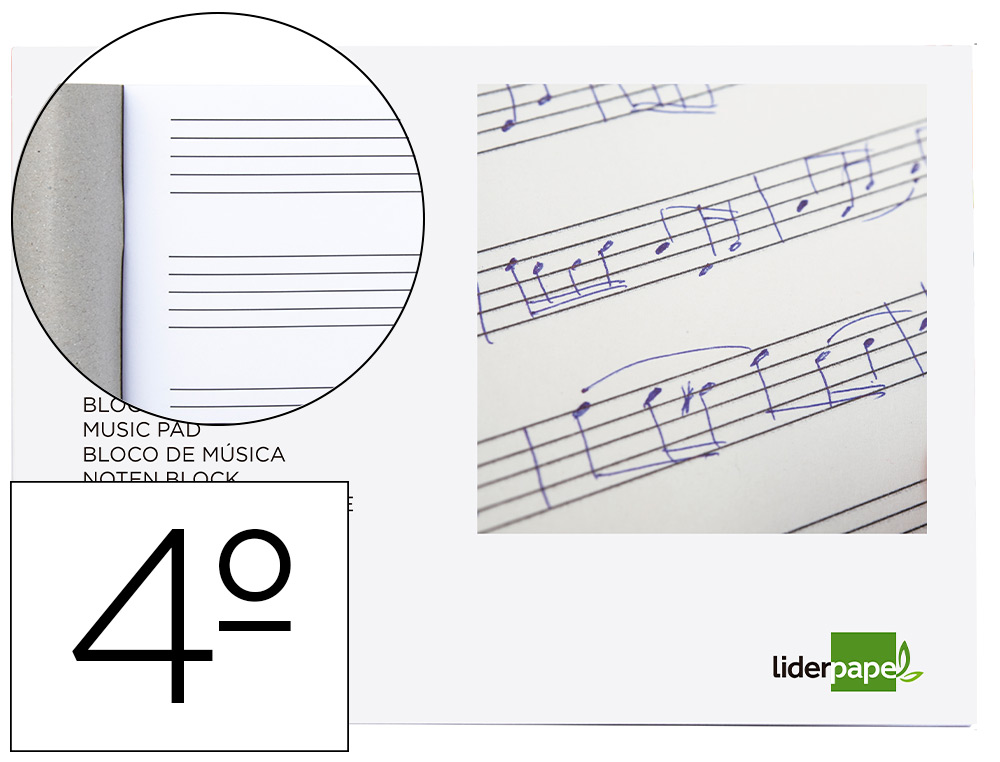 CADERNO DE MUSICA LIDERPAPEL PENTAGRAMA 5MM QUARTO 20 FOLHAS 100 GR AGRAFADO
