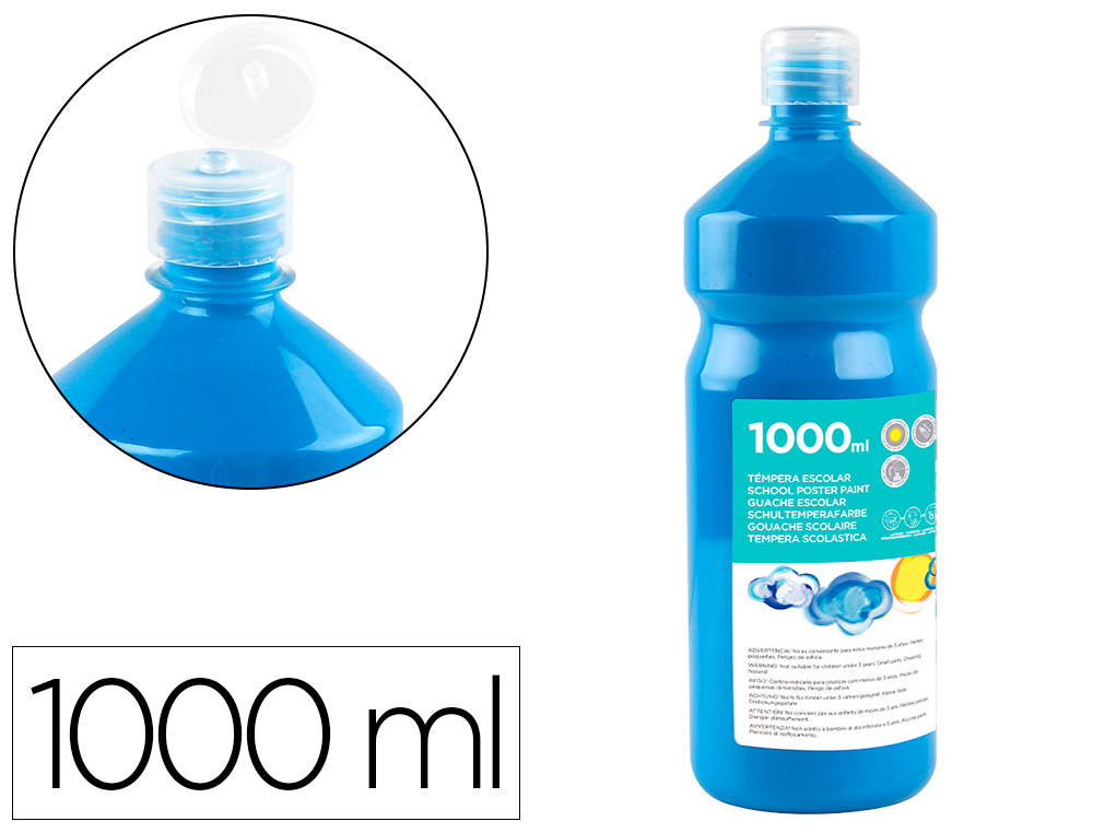 GUACHE ESCOLAR LIDERPAPEL 1000 ML AZUL CIAN