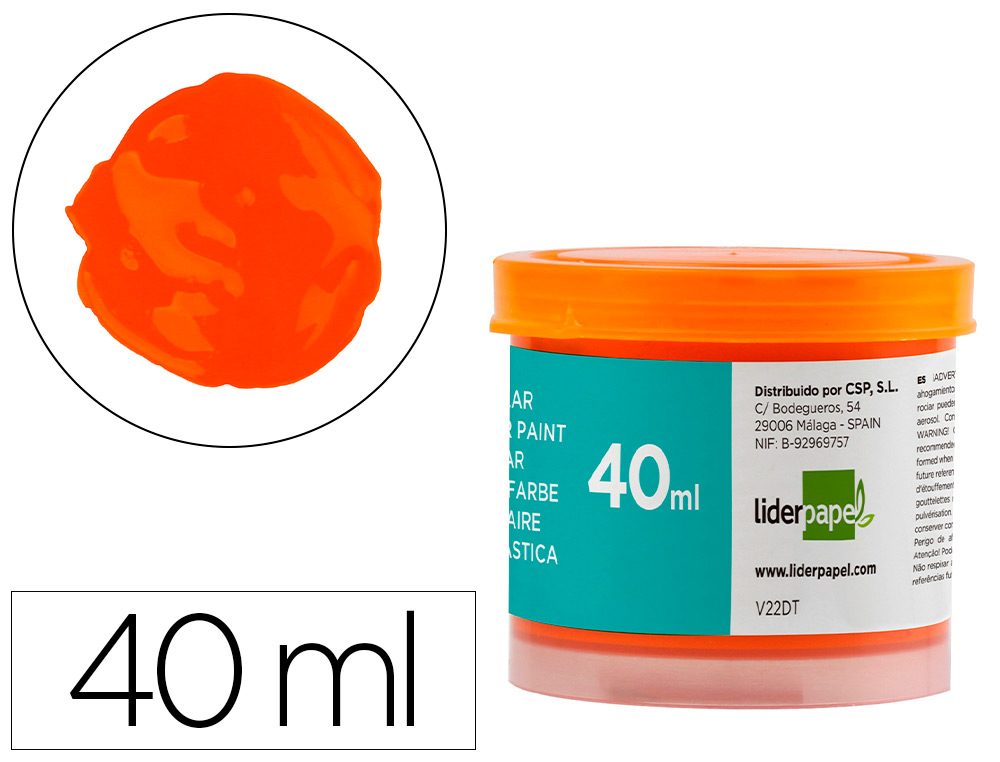 GUACHE LIDERPAPEL ESCOLAR 40 ML LARANJA