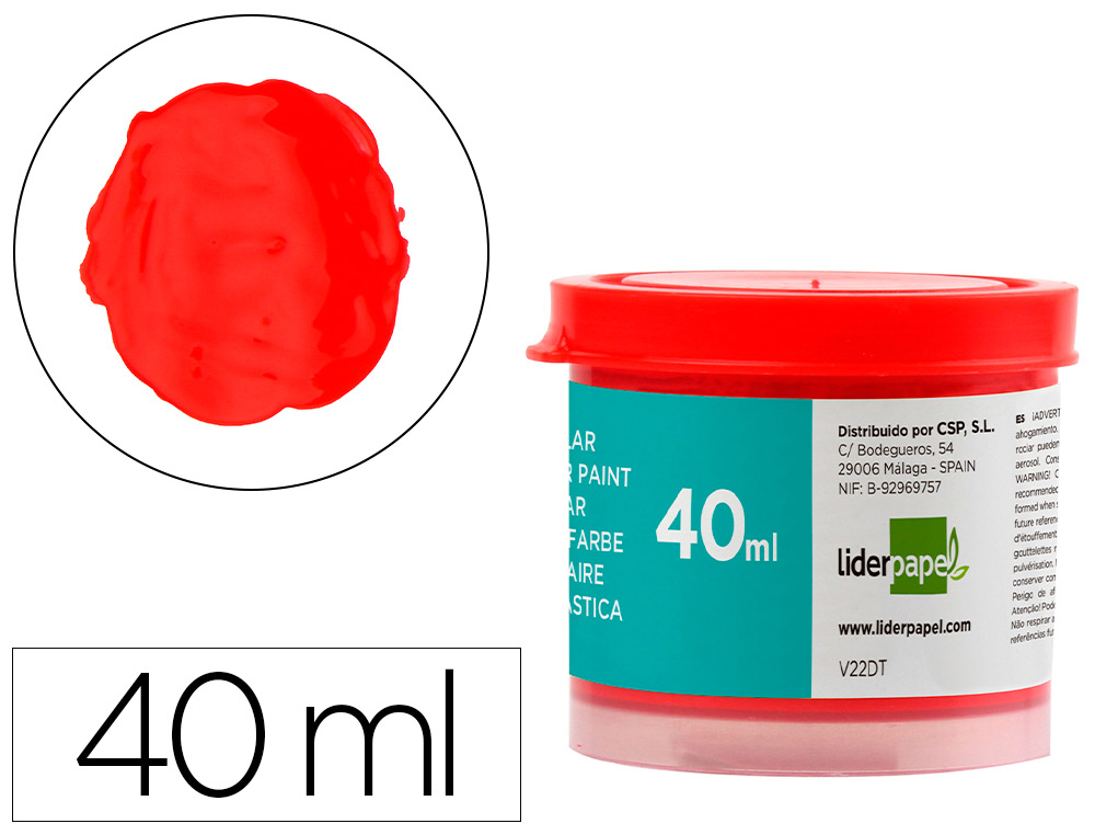 GUACHE LIDERPAPEL ESCOLAR 40 ML VERMELHO