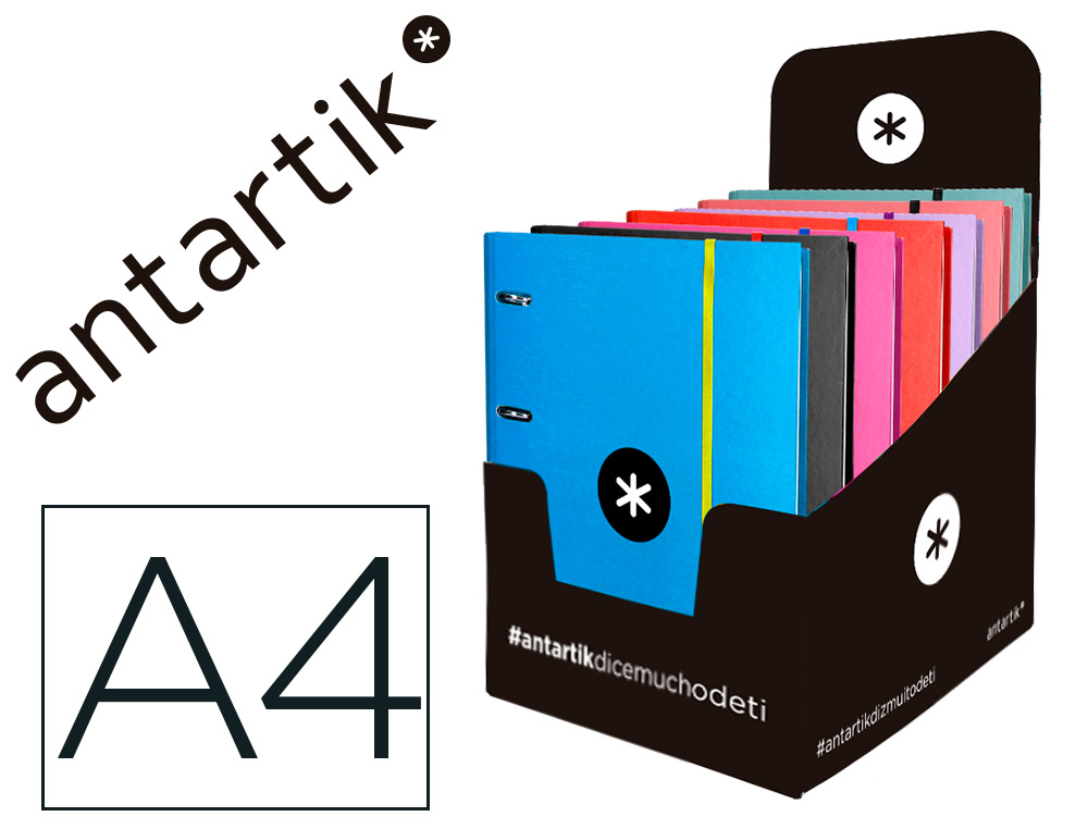 PASTA ANTARTIK COM RECARGA E ABA DIN A4 QUADRICULA 5MM FORRADA 4 ANEIS 40MM CORES SORTIDAS
