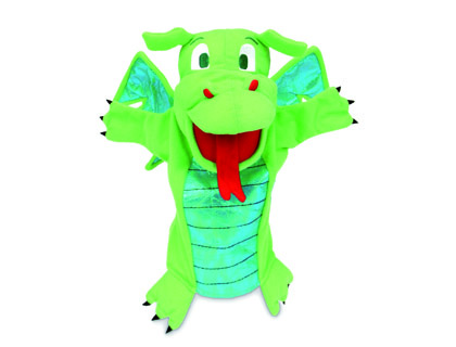 MARIONETA FIESTA CRAFTS DE TECIDO PARA MO E DEDOS DRAGAO VERDE 17X33 CM