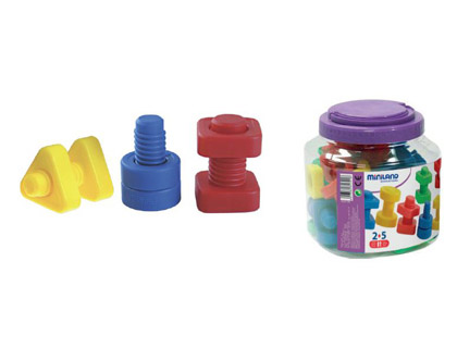 JOGO MINILAND PORCAS E PARAFUSOS PLASTICO 48 UNIDADES