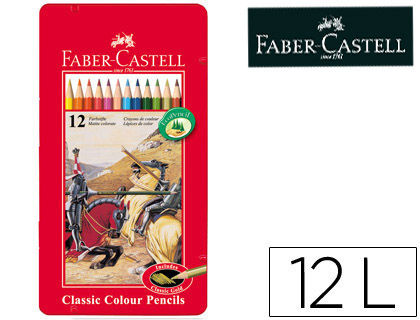 LAPIS DE COR FABER CASTELL CAIXA METALICA DE 12 CORES SORTIDAS