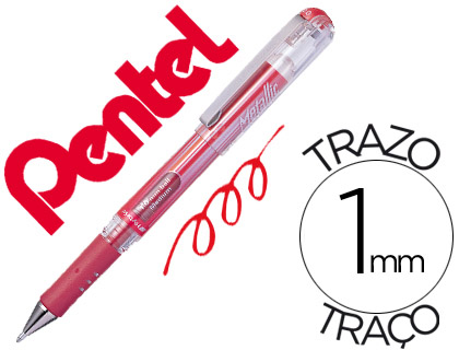 ROLLER PENTEL HYBRID GEL K230M PONTA DE 1,0 MM COR VERMELHO METALICO