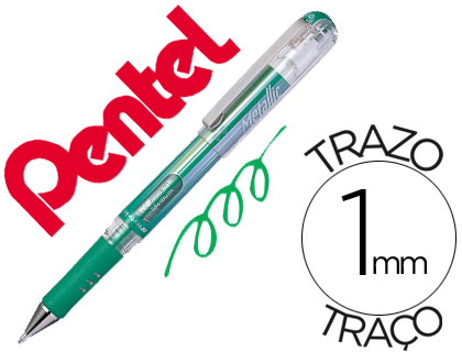 ROLLER PENTEL HYBRID GEL K230M PONTA DE 1,0 MM COR VERDE METALICO