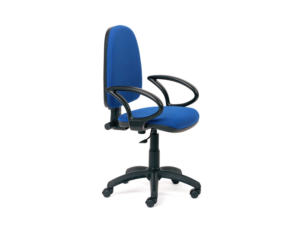 CADEIRA DE ESCRITORIO ROCADA COM BRACOS COR AZUL DIAMETRO BASE 610 MM ENCOSTO DE 490 MM X 420 MM