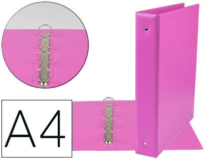 PASTA DE 4 ANEIS 40 MM MISTOS LIDERPAPEL DIN A4 CARTAO FORRADO PVC FUCSIA