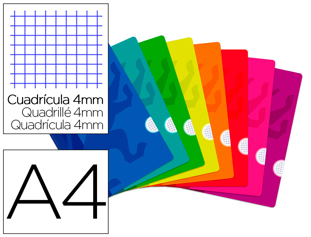 CADERNO ESCOLAR AGRAFADO OXFORD CAPA FLEXIVEL OPTIK PAPER OPENFLEX 48 FOLHAS 90 GR DIN A4 QUADRICULA 4 MM CORES SORTIDAS